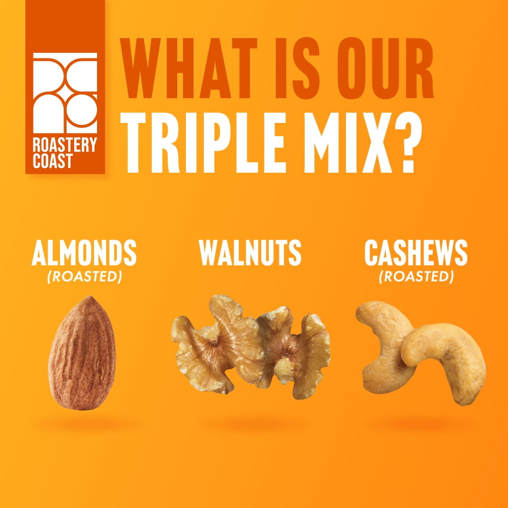 Roastery Coast Healthy Triple Mix | 3 Pounds | Almonds, Cashews, Walnuts