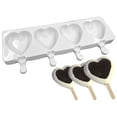 thumbnail image 1 of Ice Cream Mold 4 Cavities Heart Shaped Popsicle Mold Ice Pop Mold with Sticks, 1 of 6
