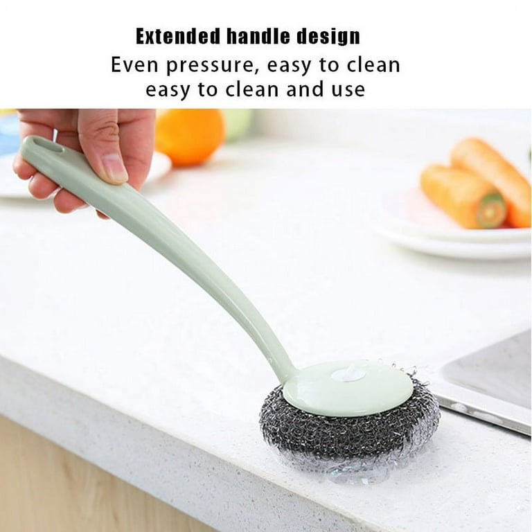 3pcs Kitchen Cleaning Brushes Pots Pans Cleaning Brushes Long Handle Dish  Scrubber 