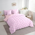 thumbnail image 3 of Manfei Cartoon Pink Dots Bedding Comforter Set 7pcs for Kids, Circle Abstract Queen Bedding Sets, Polka Dot Print Reversible Queen Sheet Sets, Luxury Bedroom Decor, 3 of 7