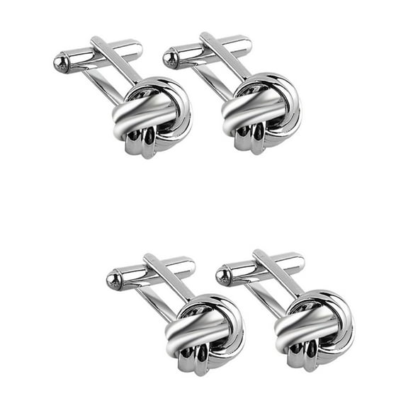 Masteelf 2 Pairs Knot Cufflinks Shirt Cuff Links Unique Business Wedding Gift for Men (Silver)