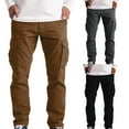 thumbnail image 2 of Cargo Work Pants for Men Casual Relaxed Outdoor Military Long Trousers with Big Pockets Khaki 2XL, 2 of 7