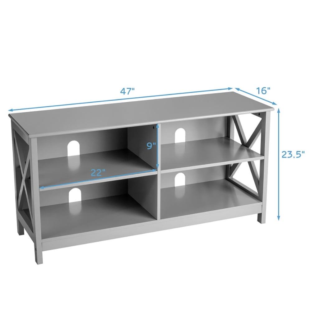 Finihen TV Stand, TV Cabinet, Wooden TV Stand Entertainment for TVs up to 55 Inch with X-Shaped Frame, Media Entertainment Center with Storage, for Living Room, Bedroom, Gray