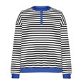 thumbnail image 4 of MIUOWANP Fall Sweatshirts for Women 2024 Graphic Ladies' Fashionable Loose Casual Striped Color Blocked Round Neck Button Up Long Sleeved Shirt Blue S, 4 of 4