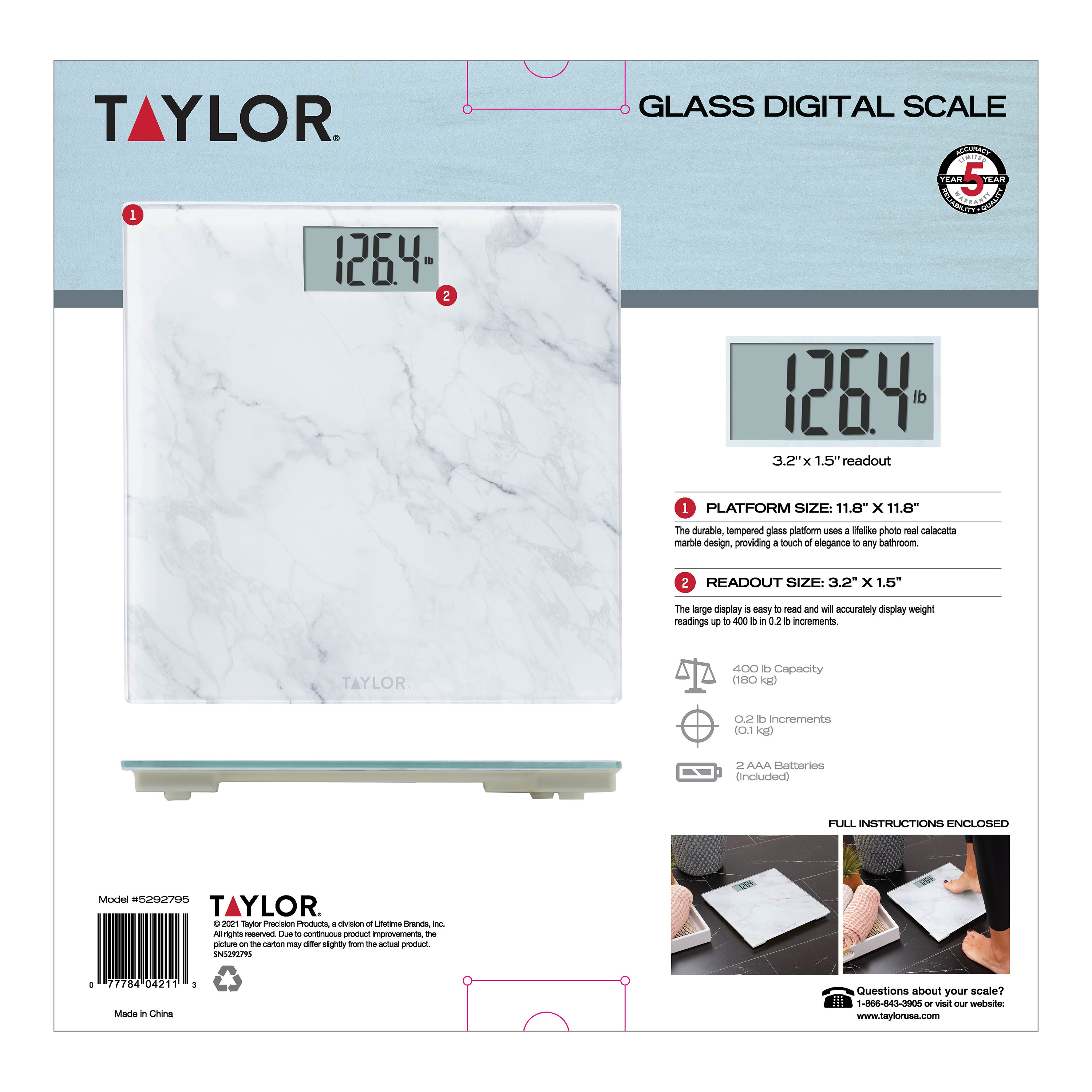 Taylor Digital Glass Body Weight Scale 400 Lb photo 6