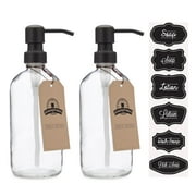 Clear Glass Pint Jar Soap and Lotion Dispenser with Metal Pump (Black / Dark Bronze) - Two Pack
