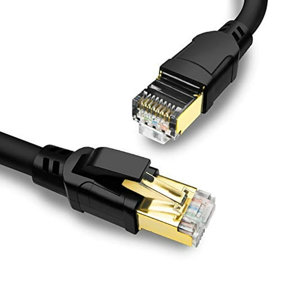 UTAH-CAT8 Ethernet Cable 15FT, 40Gbps High Speed SFTP 2000MHz Gigabit Internet Network LAN Patch Cord with Gold Plated RJ45 Connector for Gaming, Router, Modem, Switches, Hub (15ft, Black)
