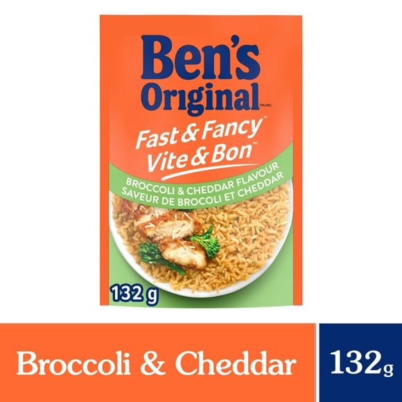 BEN'S ORIGINAL VITE & BON saveur de brocoli et de cheddar riz d'accompagnement, sachet de 132 g La perfection à tout coupMC
