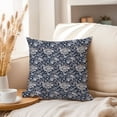 thumbnail image 3 of Ethan Taylor Botanical Throw Pillow Soft Cushion Cover 'William Morris Botanical Pattern XIII Botanicals Cottagecore' Classic Pattern Decorative Square Accent Pillow Case, 18x18 Inches, Blue, Gray, 3 of 5