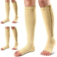 thumbnail image 1 of 2 pares de calcetines de compresión con cremallera, de grado médico, firmes, fáciles de poner (15-20 mmHg), hasta la rodilla, con puntera abierta. Ideales para hombres y mujeres: venas varicosas,, 1 of 7