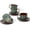 Brown Green, variant on Stoneware Coffee Cups with Saucers, 6 Oz Cappuccino Cups Set of 4,Light Blue
