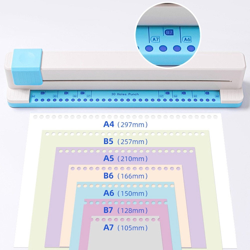 Paper Punch, Desktop Punch, 30 Hole Punch Puncher, Circle Manual Punching Machine Student Punch Office Supplies for A4/A5/A6/A7/B5/B6/B7