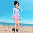 thumbnail image 3 of MEZZALL Summer Girls Long Sleeve Swimwear Sun Rash Guard With Fish Scale Design Swim For Toddler Kids Boho With Cartoon / Flower Print Beachwear, 3 of 6