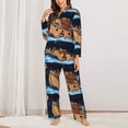 thumbnail image 2 of Lsque Ocean Scene with Noah's Ark Pattern Long Sleeve Pajama Set for Women - Soft 2-Piece Sleepwear and Loungewear Set with Pockets, Comfy Nightwear-Medium, 2 of 7