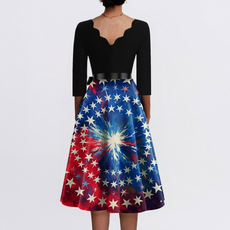 Wrap Dress For Women, 4Th Of July 50S Party Dress Casual V Neck Short  Sleeve Tunic Cocktail Dresses Lolita Navy Blue Dress Women Engagement  Dresses Curvy Formal Dresses Work (L, Red) ZMTing -