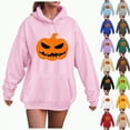 thumbnail image 4 of Towmus Women Cute Pattern Hoodie Girl Halloween Pumpkin Face Personalized Cartoon Sweatshirt Long Sleeve Harajuku Streetwear, 4 of 6