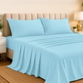 thumbnail image 3 of Lux Decor Rayon from Bamboo Blend Sheets Set - 4 Piece Deep Pocket Bed Sheets Set - California King, Blue, 3 of 8
