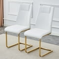 thumbnail image 4 of Set of 4 Modern Dining Chairs, White PU Faux Leather Padded Seat with Metal Legs for Dining Room, 4 of 10