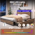 thumbnail image 4 of Hlivelood Full Size Platform Bed Frame with Headboard and 4 Storage Drawers, Metal Bed with Lights, Outlets & USB, No Box Spring Needed, Noise-Free, 4 of 6