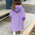 thumbnail image 4 of NAISIBABY Girls Faux Fur Overcoat, Thermal Lined Hooded Double-Breasted Winter Fashion Long Length Coat Purple 11T, 4 of 7