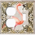 thumbnail image 4 of Metal Light Switch Plate Outlet Cover Elegant Flamingo Frame Beige Damask FGO014, 4 of 13