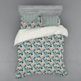 thumbnail image 2 of Ambesonne Botanical Bedding Set 3 Pcs, Arrangement of Flowers, Twin XL, Teal Coral, 2 of 3