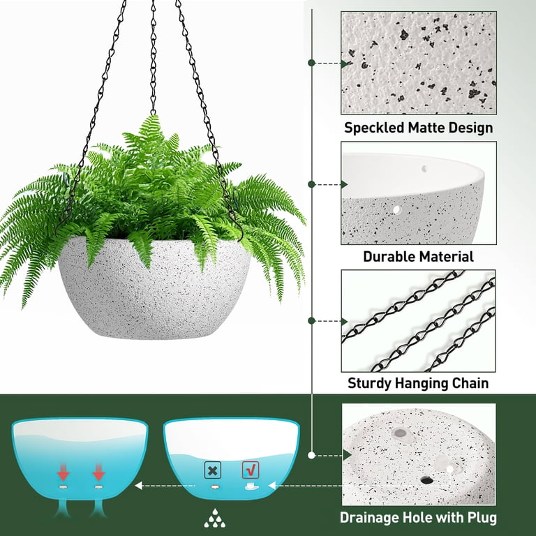 2-Pack Hanging Planters with Chains, 9 Inch photo 3
