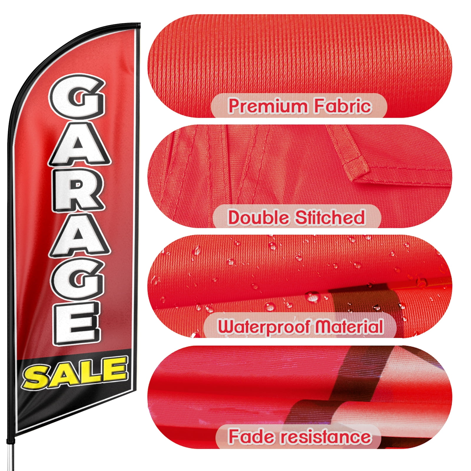 Garage Sale Swooper Flag, 8FT Garage Sale Advertising Feather Flag, Garage Sale Banner ,Signs for Businesses and Storefronts(Flag Only)BLACK