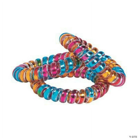 Iridescent Phone Cord Spiral Bracelets, Birthday, Jewelry, 12 Pieces