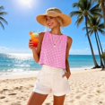 thumbnail image 6 of Plaid Shirts For Women Solid Color Work Blouses Businesscasual Tops For Women Gauze Tank Tops For Women Summer Beach Sleeveless Tops Weighted Vest Woman Wide Strap Tank Tops For Women, 6 of 8