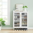 thumbnail image 7 of GAOMON Shoe Storage Cabinet with Glass Doors, 5-Tier Shoe Cabinet with Sturdy Support Legs, Shoes Rack Organizer Cabinet for Entryway, Front Door, White, 7 of 7