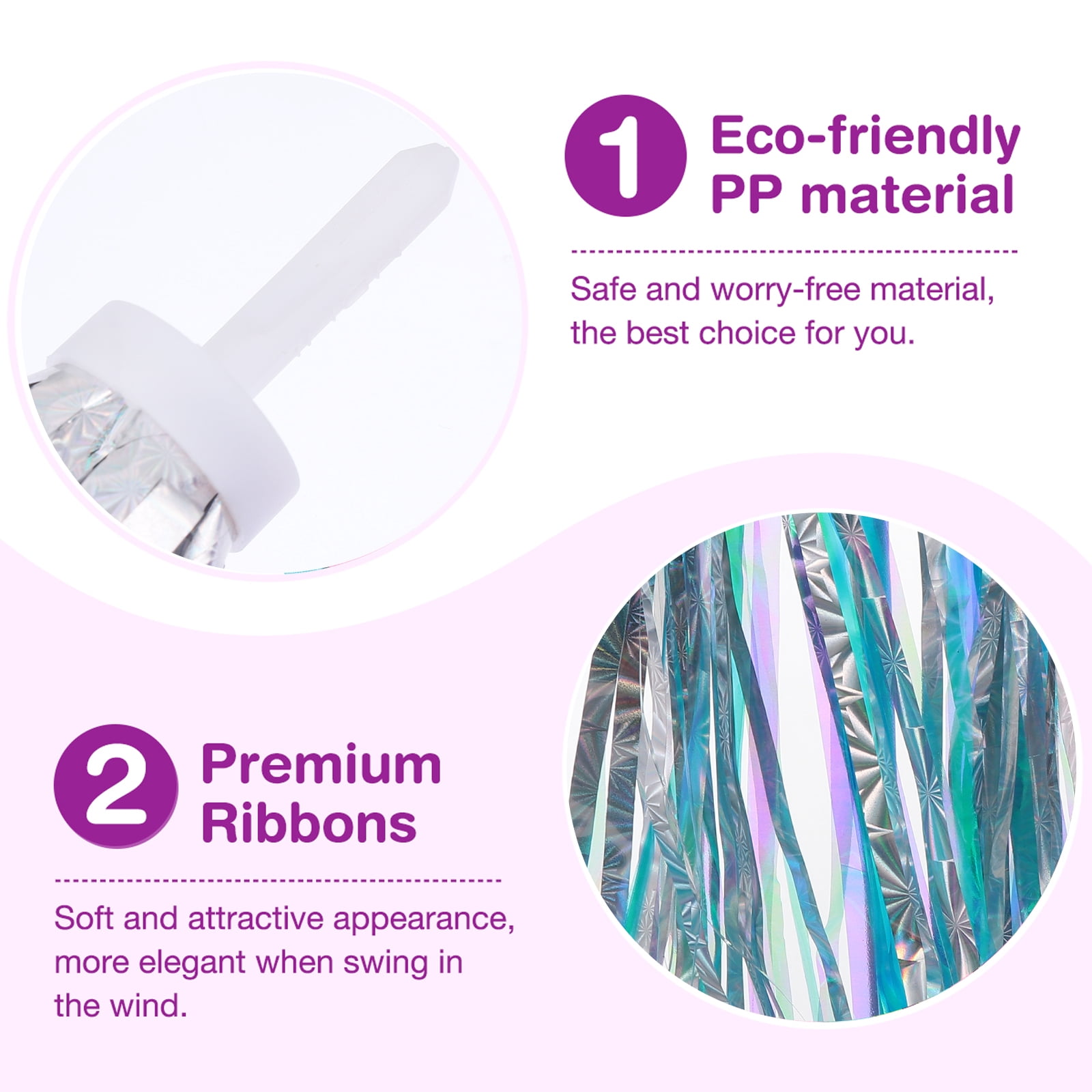 Guirlande De Pompons Bleue Pour Guidon CREATCABIN – 2 Pièces, Plastique Pailleté Argenté, 28 Cm, Pour Vélo Et Trottinette