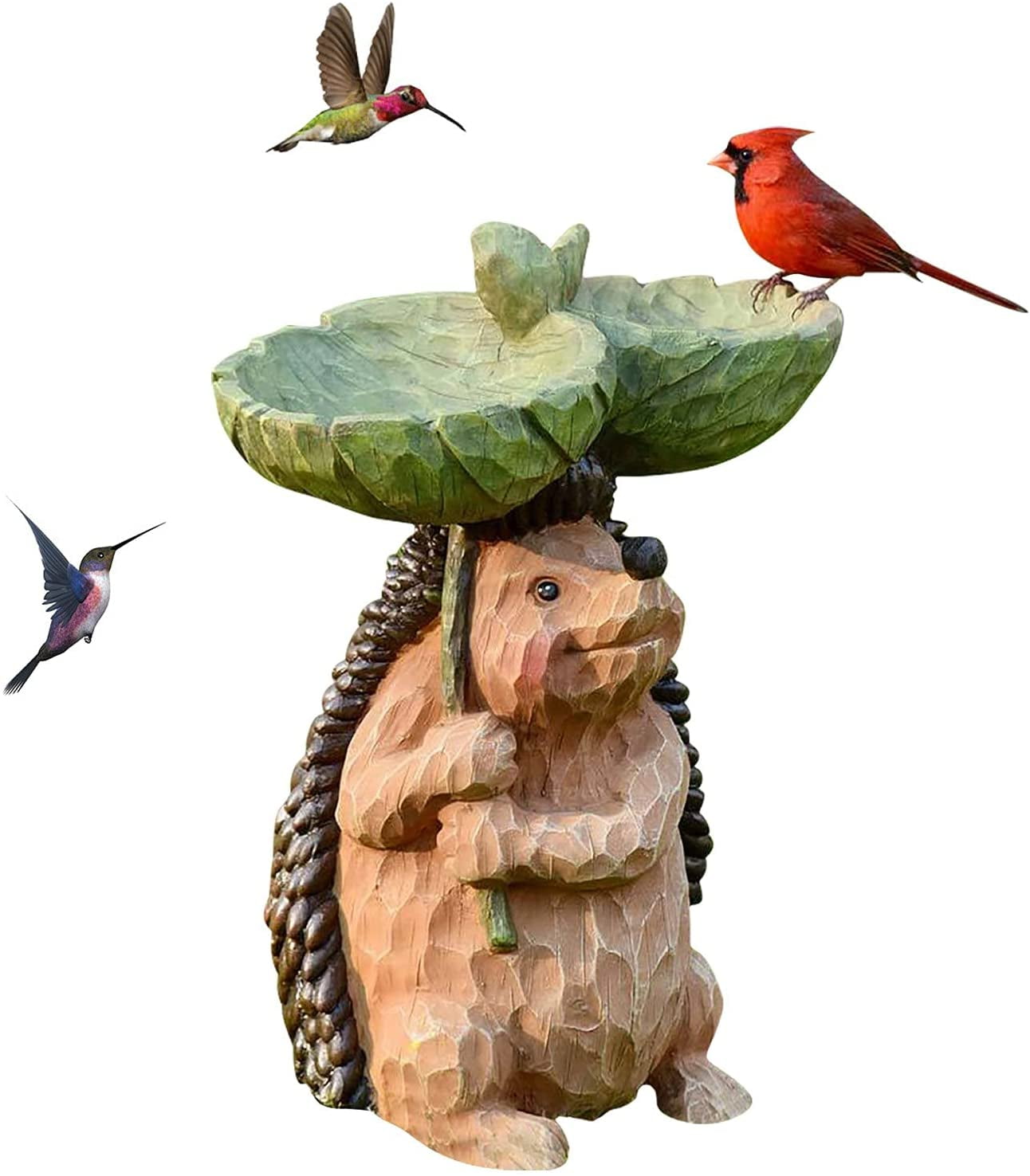Bird Bath,Resin Hedgehog Polyresin Antique Garden Bird Feeder Bird Bath