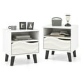 thumbnail image 1 of Gymax 2PCS Nightstand w/Drawer 3D Wavy Pattern Open Shelf Small Sofa Couch Side Table, 1 of 10