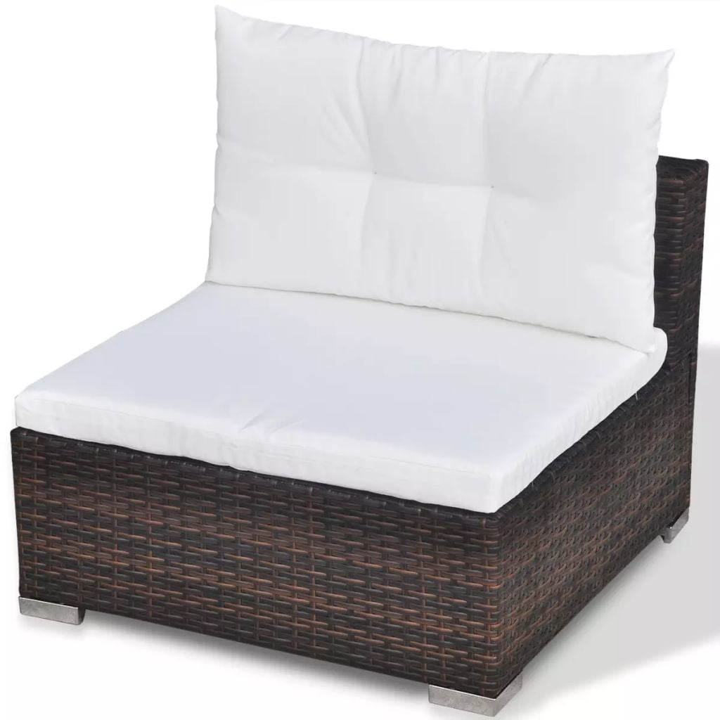 Kepooman Outdoor Patio Rattan Sectional Sofa Set with Cushion & Glass Table, Set of 6, Brown Kepooman Outdoor Patio Rattan Sectional Sofa Set with Cushion & Glass Table, Set of 6, Brown