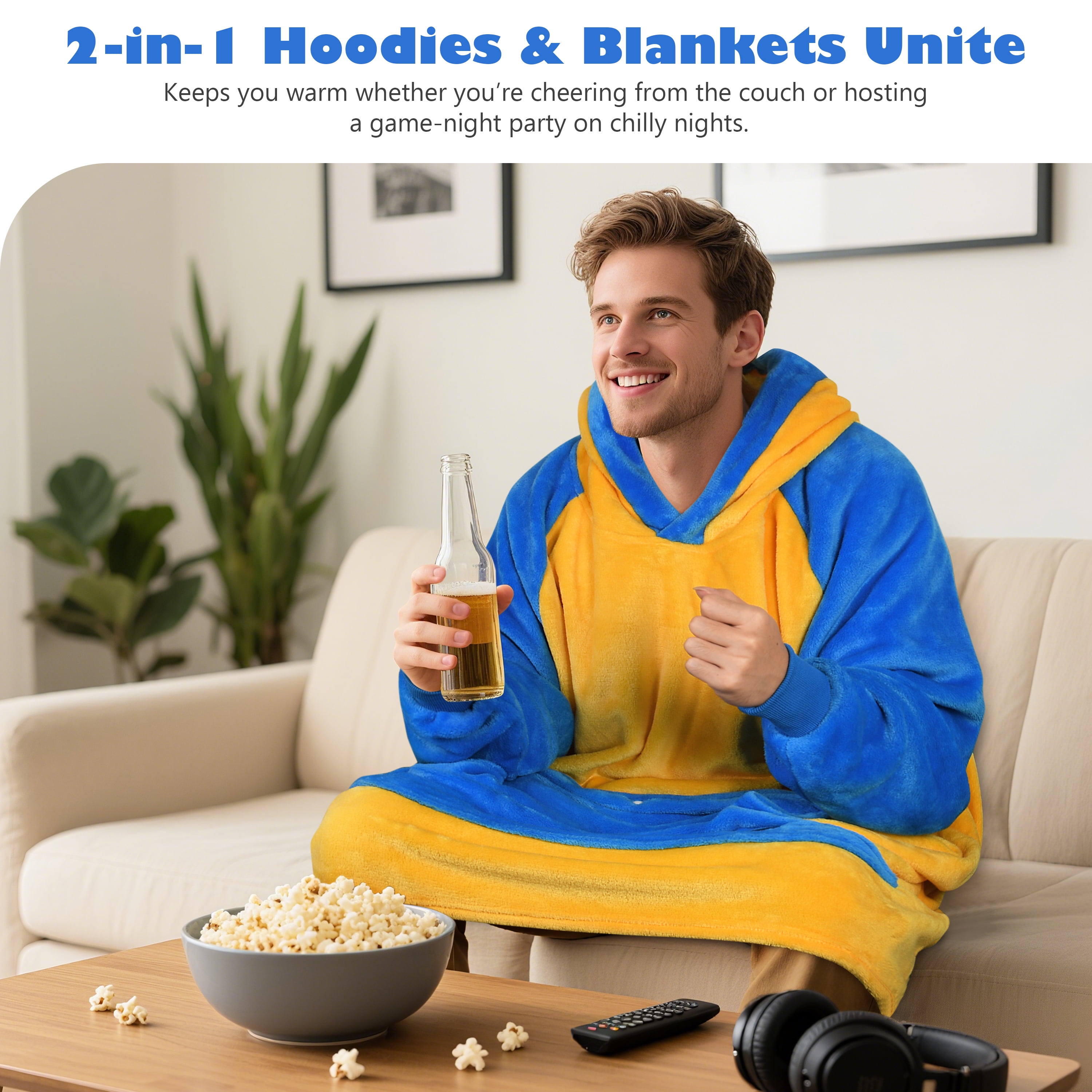 Catalonia Oversized Blanket Hoodie Sweatshirt, Fleece Pullover with Large Front Pocket, for Adults Men Women