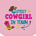 thumbnail image 4 of Inktastic Cutest Cowgirl in Town with Cowgirl Hat and Boots Girls Baby Bib, 4 of 4