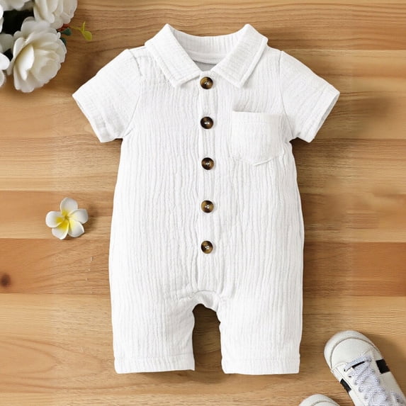 Unisex Summer Baby Bodysuit for Boys and Girls Short Sleeve Jumpsuit Snap Closure Comfortable Playwear for Daily Wear Summer Bodysuit