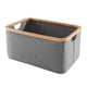 thumbnail image 1 of Cesta de almacenamiento plegable con marco de bambú - Caja de almacenamiento de tela - Almacenamiento de ropa - Organizador para armario, cocina, dormitorio, sala de estar - 45 x 30 x 22 cm, 1 of 4