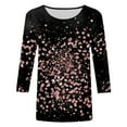 thumbnail image 4 of Women T-Shirt Fashion Three Quarter Sleeve Leisure Crew Neck T-Shirt Casual Printed T-Shirt Tops, 4 of 4