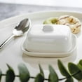 thumbnail image 3 of White Ceramic Reinforced Porcelain Square Shaped European Pure White Ribbon Covered Porcelain Butter Plate Butter Dish Western Hotel Tableware, 3 of 6
