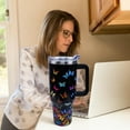thumbnail image 4 of Butterfly Tumbler 40 oz Tumbler with Handle and Straw Lid Leak Proof - Butterfly Coffee Travel Mug with Handle Insulated for Hot and Cold Drink Ice - Christmas Birthday Gifts for Women Cup, 4 of 5