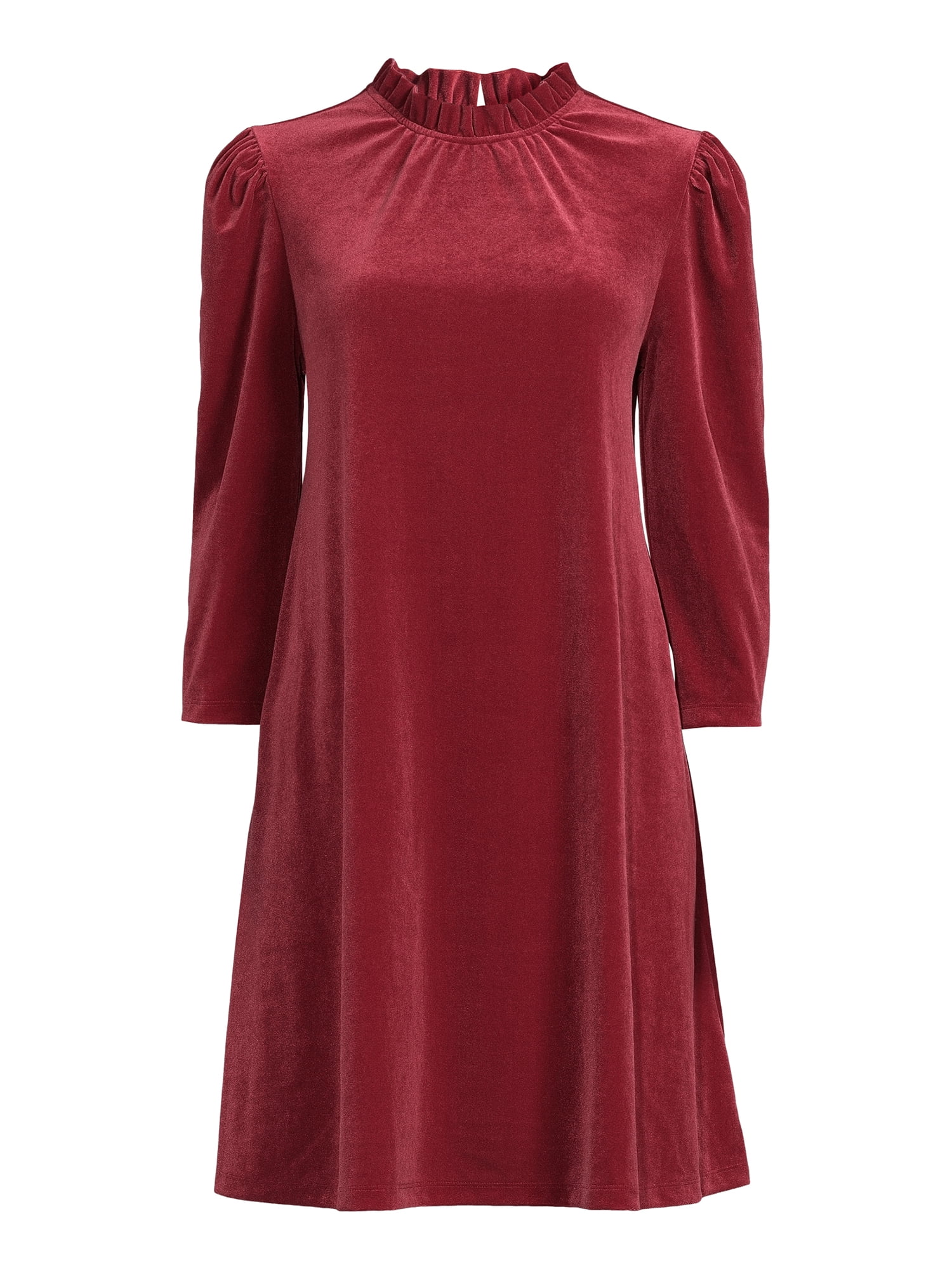 Time and Tru Women’s Velvet Dress with 3/4-Length Sleeve