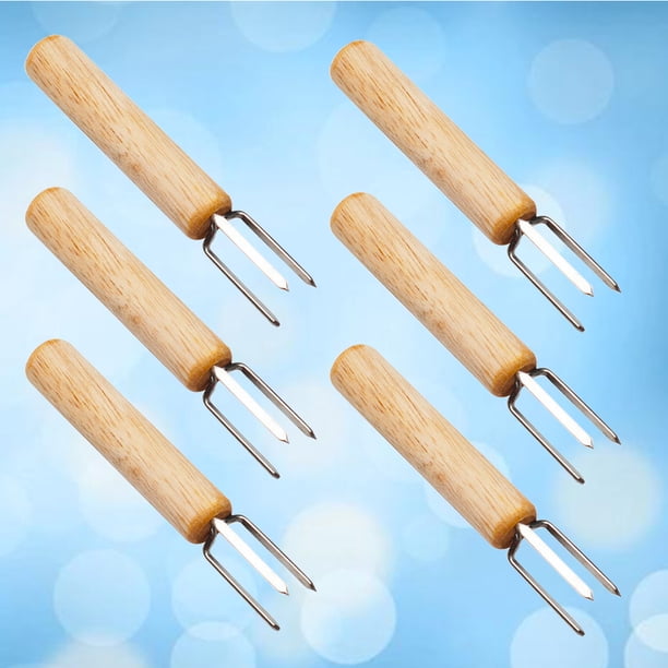 WEUVEB 10Ud Tenedores Para Barbacoa De Inoxidable 304 Con Mango De Madera Color Para