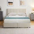 thumbnail image 2 of UHOMEPRO Upholstered Platform Full Bed Frame with Headboard, Modern Beige Velvet Full Bed Frame with 2 Drawers and Wood Slat Support, Mattress Foundation for Adults Teens, No Box Spring Needed, 2 of 9