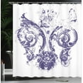 thumbnail image 4 of Ambesonne Fleur De Lis Shower Curtain, Grunge Lily Flag, 69"Wx84"L, Purple White, 4 of 5