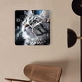 thumbnail image 4 of 16 Inch Wall Clock Battery Operated Square Clock Decorative for Office, Kitchen, Outdoor, Living Room，Gray Cat with Green Eyes Art, 4 of 4
