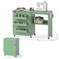 thumbnail image 1 of Costway Folding Sewing Machine Table with Power Outlets, 3 Storage Bins & Open Shelf Olive Green, 1 of 10