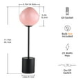 thumbnail image 3 of Globe Glass Table Lamp Collection,18" Hand-Blown Glass Accent Lamp With Pink Shade,Matte Black Metal Base,Artistic Modern Lighting For Girls Bedroom,G9 Socket(Bulb Not Included), 3 of 6