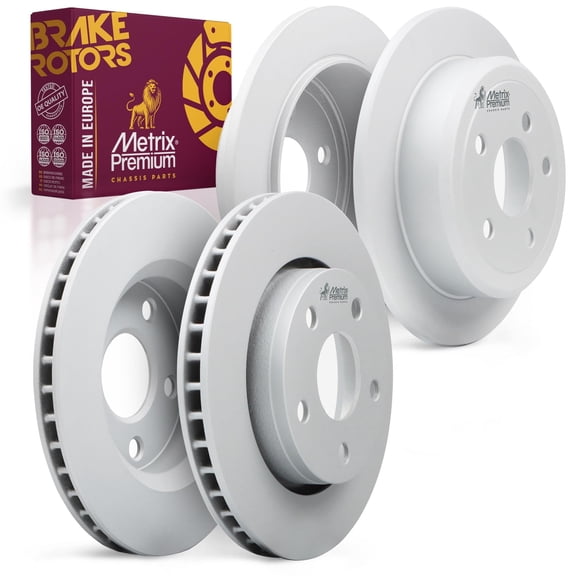 Metrix Premium Chassis Parts -4 PC Front/Rear Coated Brake Rotor Kit Fits Jeep Wrangler,Jeep Wrangler JK,Replacement 09.C003.11,08.B529.21,Made in Europe